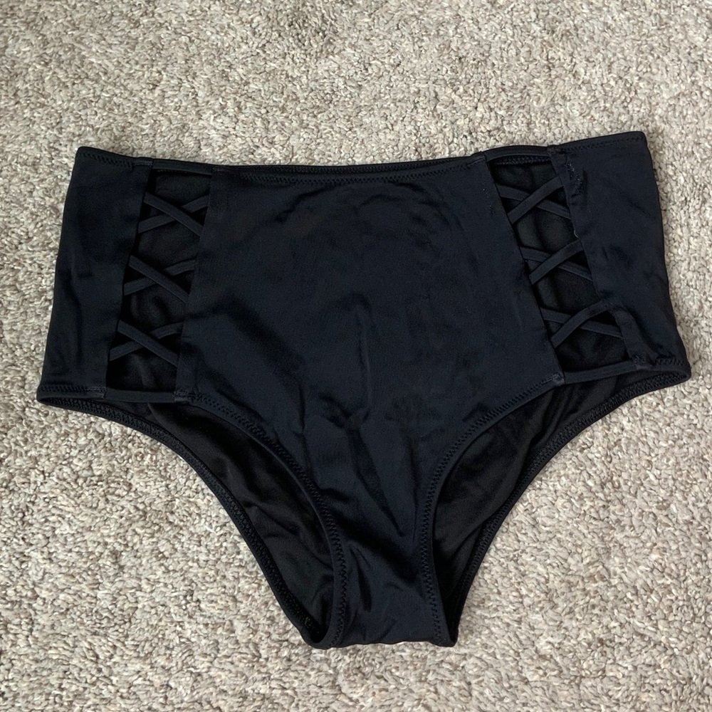 Shade and Shore Black High Waisted Bikini Bottoms